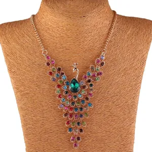 Rhinestone Peacock Necklace