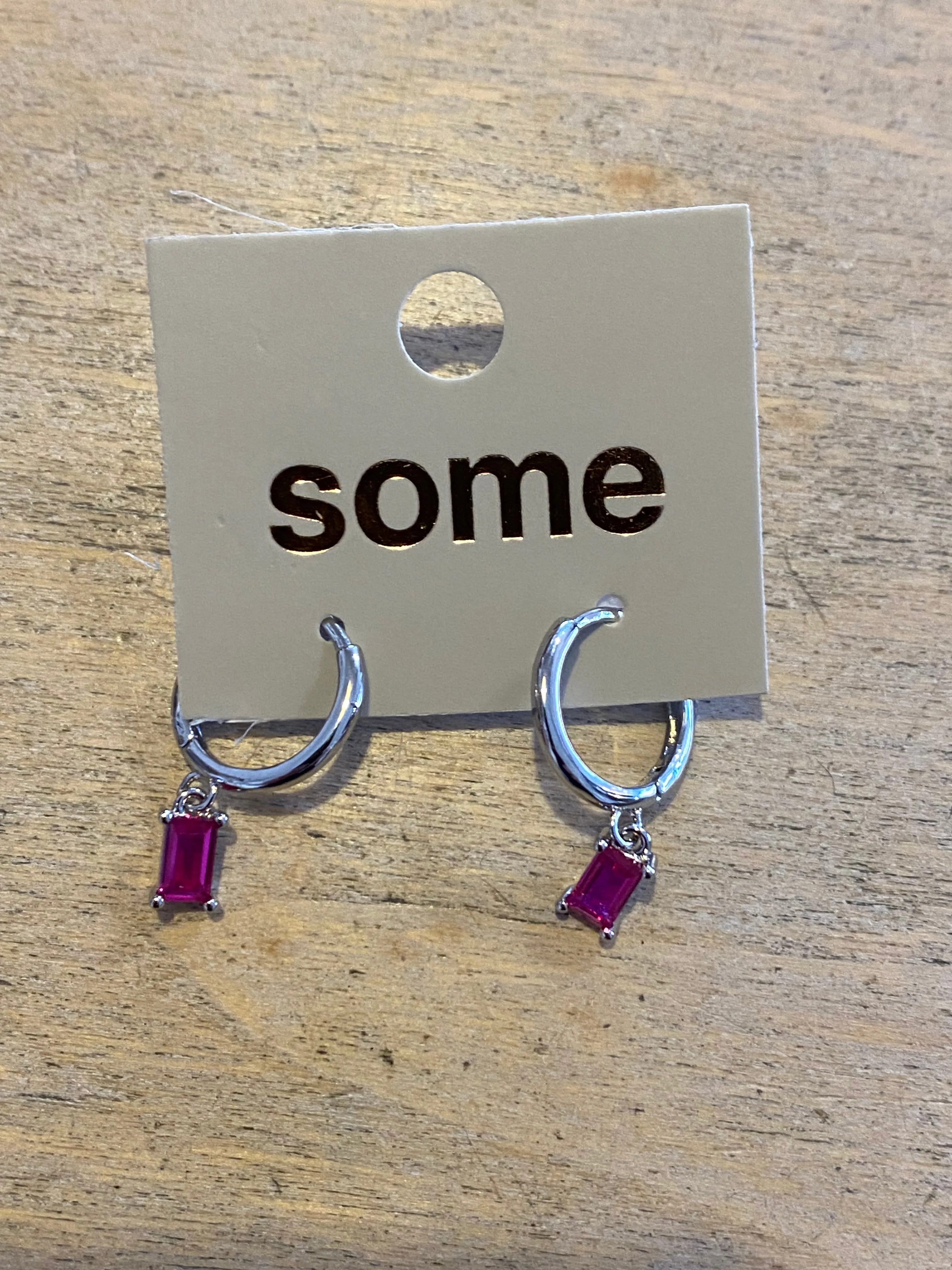 Some Rectangle Drop Earrings on Hoops 473