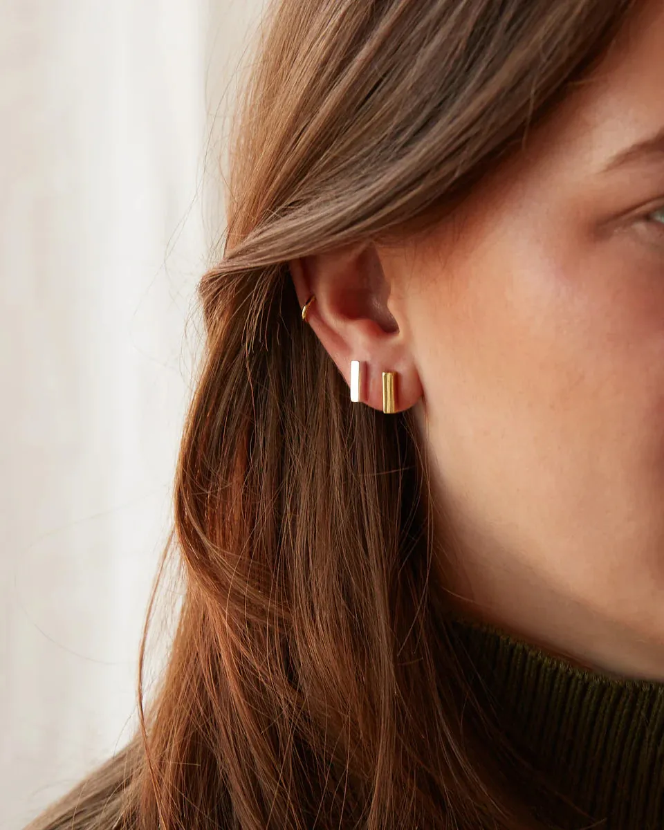 Sterling Silver Cuboid Stud Earrings
