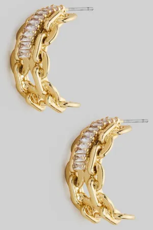 Strong Women Gold Double Chain Hoops