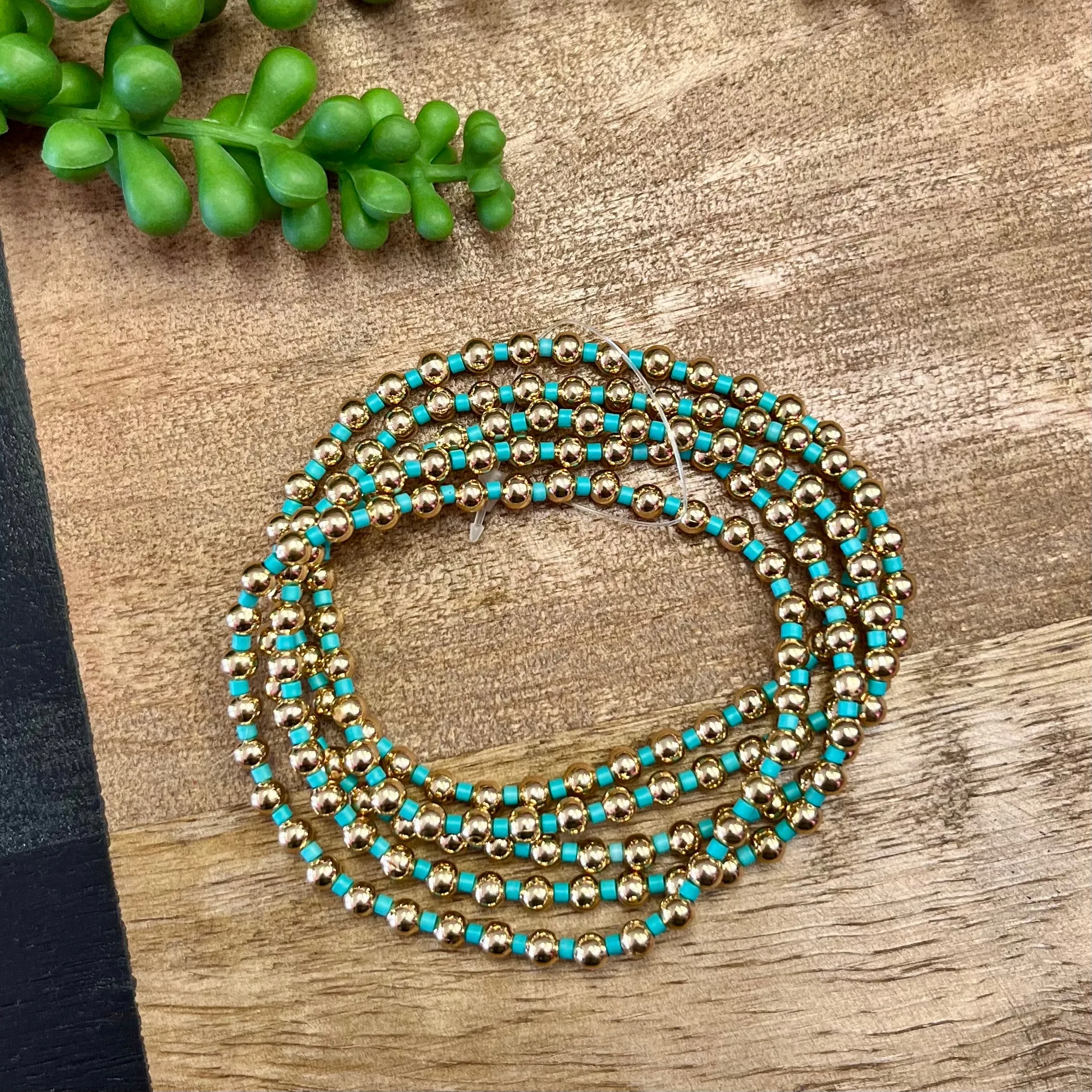 Turquoise & Gold 5 Bracelet