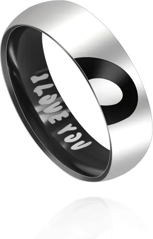 Uloveido I Love You Matching Love Heart Promise Rings for Men Women His Her Wedding Engagement Stainless Steel Rings for friend Boyfriend Y1319
