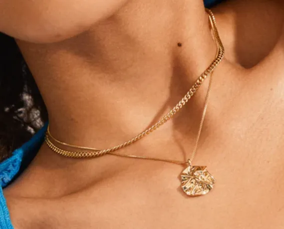 WILLPOWER curb & coin necklace, 2-in-1 set, gold-plated New
