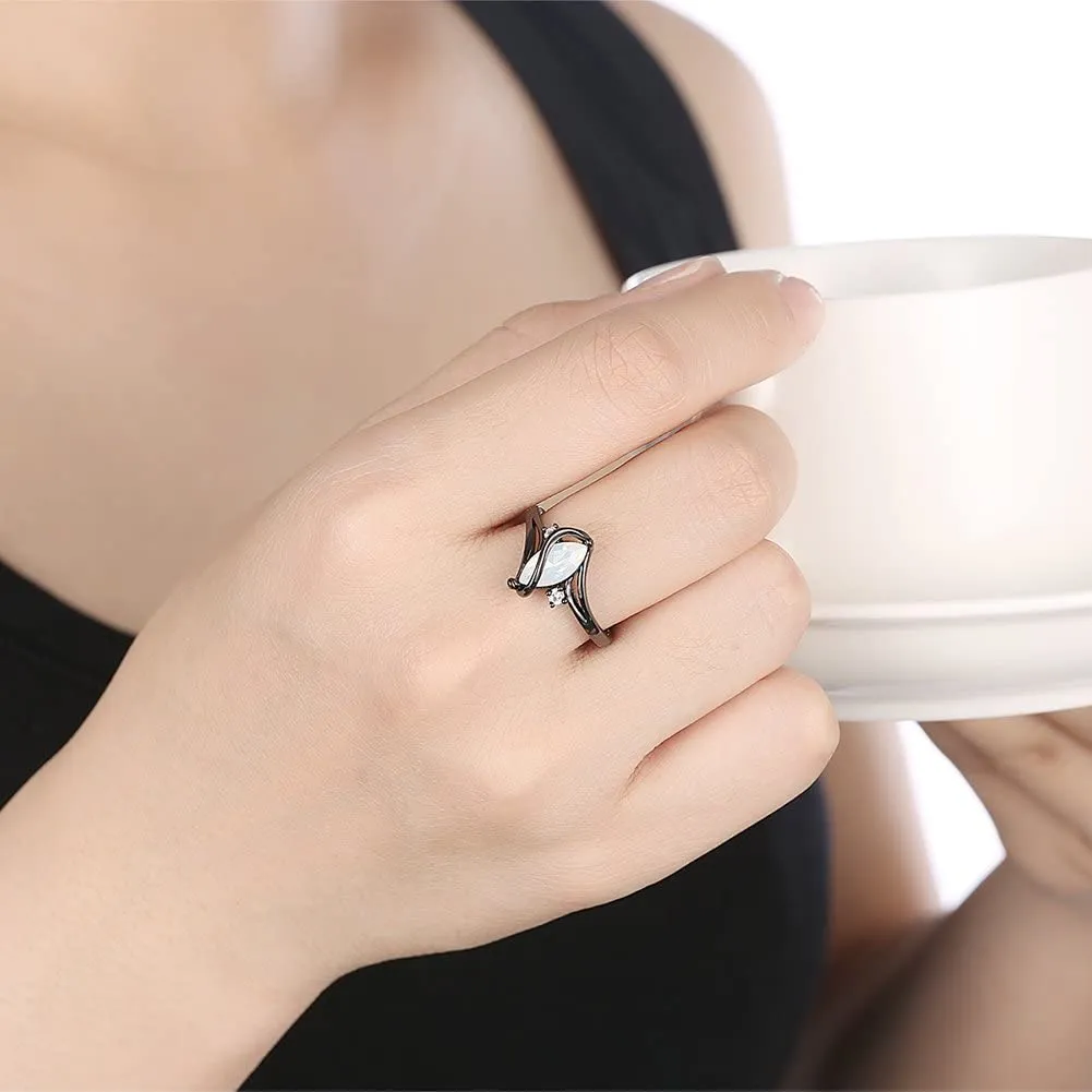 Yellow Chimes Rings For Women | Black Opal Ring For Women | Black Gun Plated Finger Ring for Girls | Birthday Gift For Girls & Women Anniversary Gift for Wife